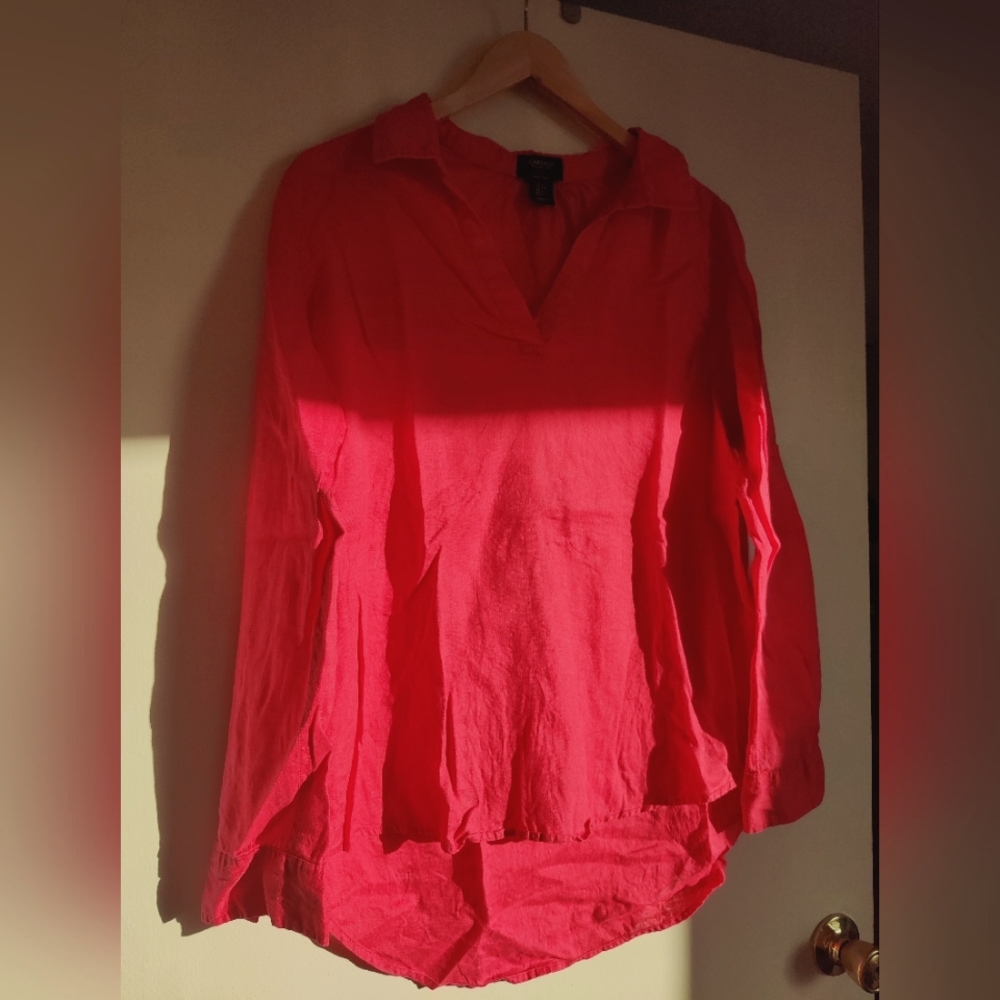 Pink 100% linen blouse size L
